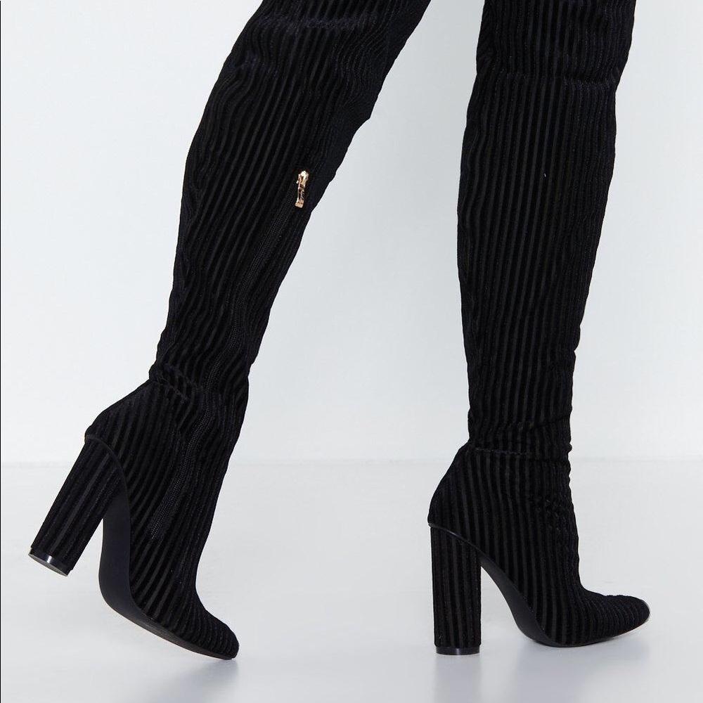 Black thigh high boots